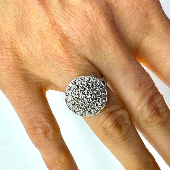 🩶 Art Deco sterling rhodium plate ring 🩶 - Picture 1 of 7